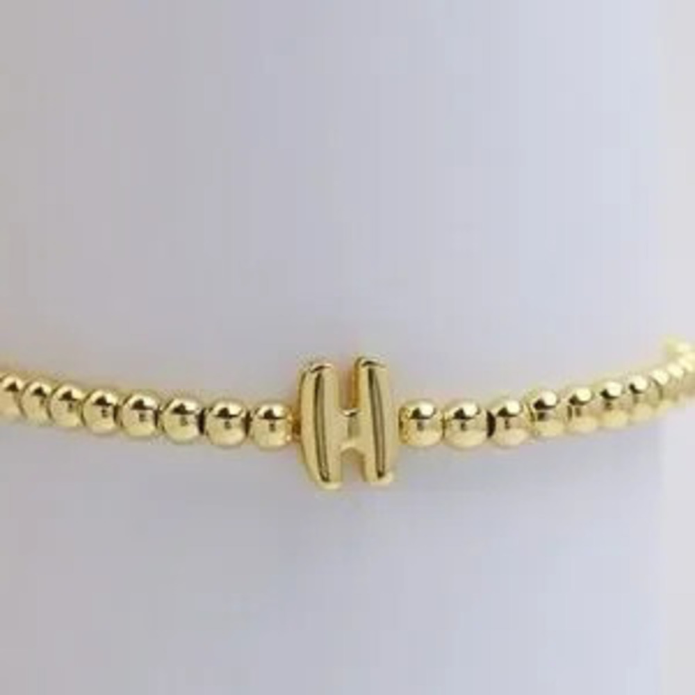 Gold Beaded Bubble Initial Bracelet (5100)
